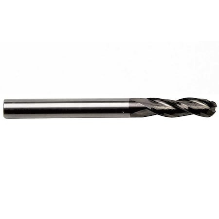 3/4 Diameter 3-Flute Ball Nose Regular Length TiAlN Coated Carbide End Mill
